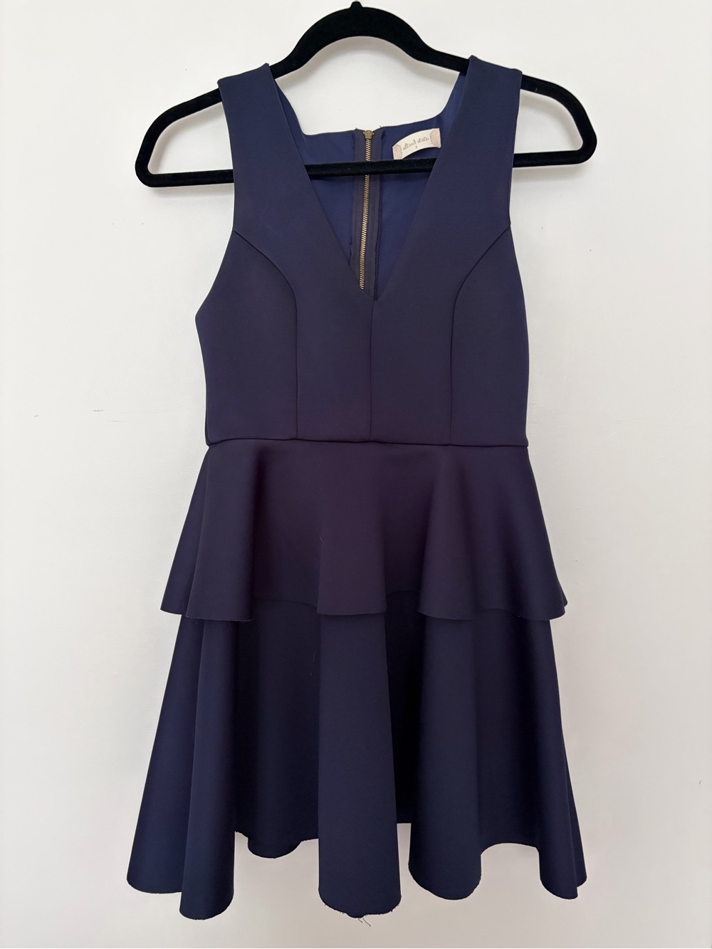 Altar'd State Women’s Navy Peplum V-Neck Prom Dress